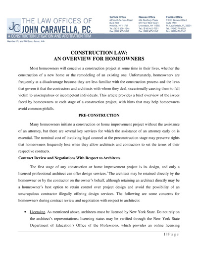 Free Download: Construction Law for Homeowners